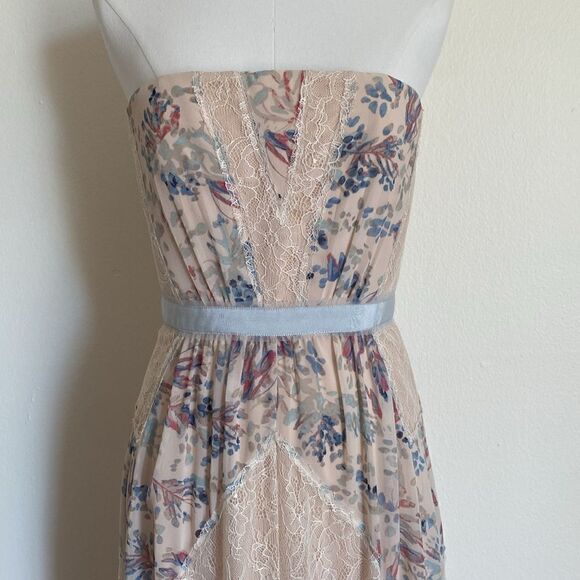 BCBGMAXAZRIA Elle Strapless Floral Print and Lace Gown Size 4 - Picture 6 of 16